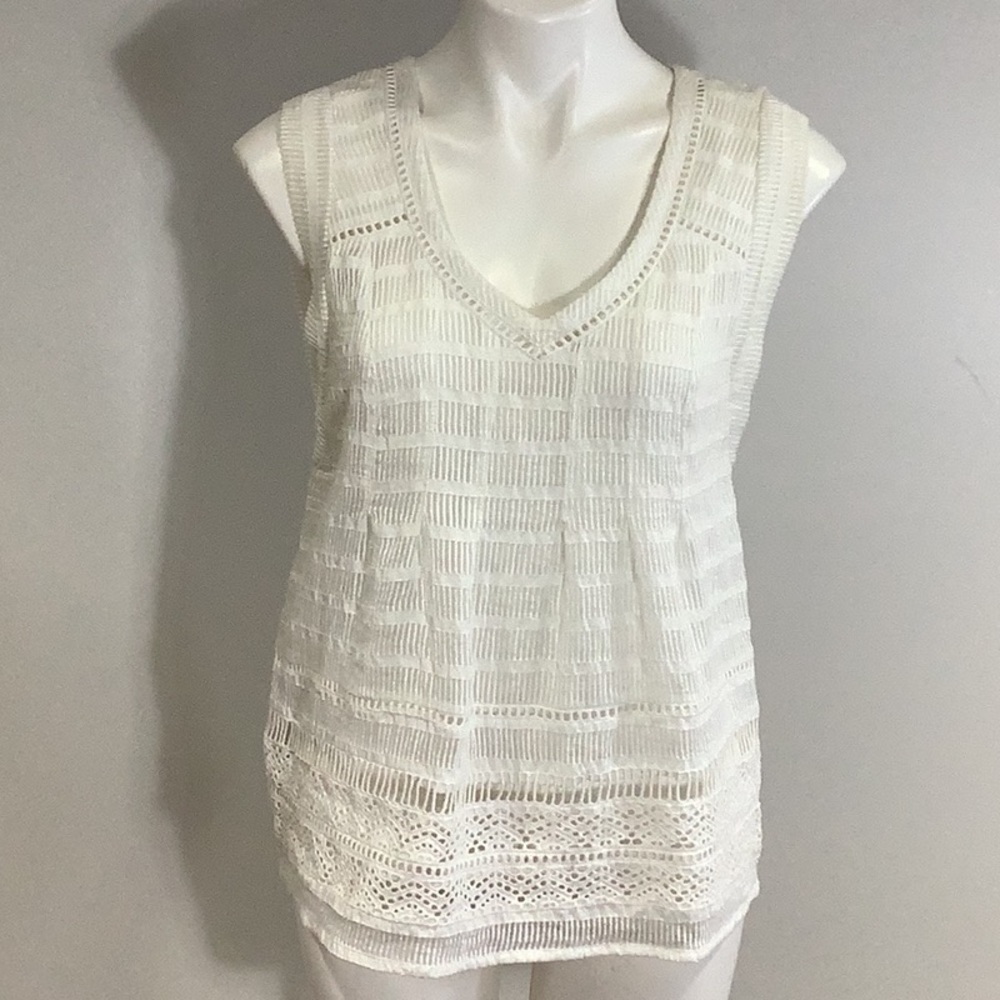 Maeve White Sleeveless Knit Top